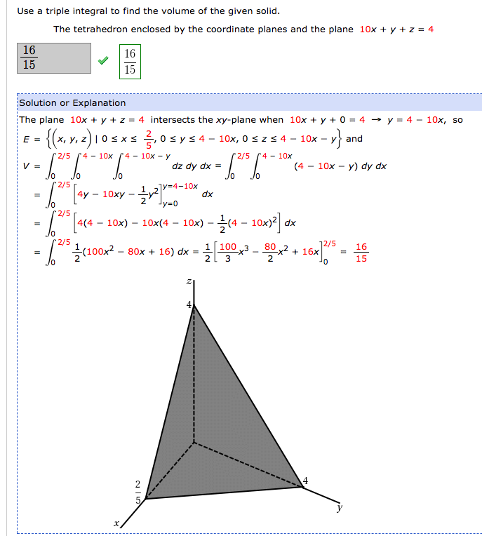 Triple Integral Problem Graph Solved So I understand how to compute the triple integral | Chegg.com