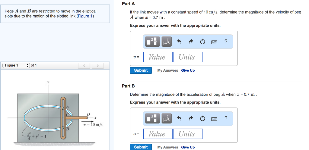 Solved Part A Pegs A and B are restricted to move in the | Chegg.com