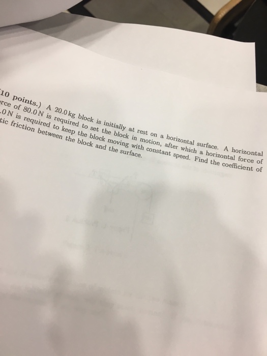 Solved A 20.0 kg block is initially at rest on a horizontal | Chegg.com
