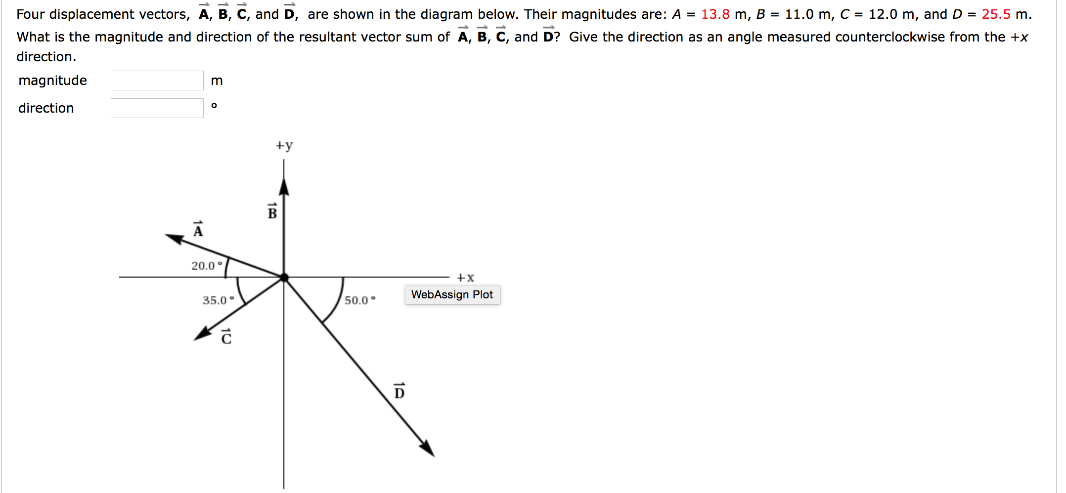 Solved Four displacement vectors, A, B, C, and D, are shown | Chegg.com