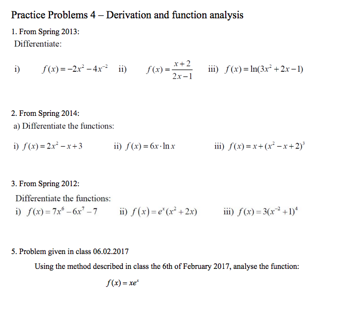 Solved Practice Problems 4 Derivation And Function Chegg Solved Practice Problems 4 Derivation And Function Chegg