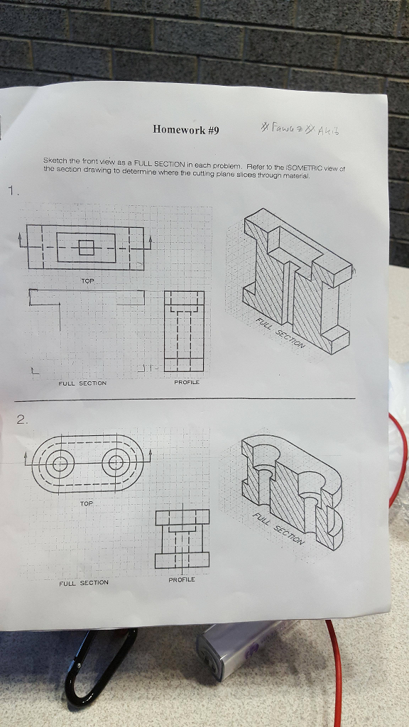 Solved Homework 9 Sketch The Front View As A Full Section Chegg
