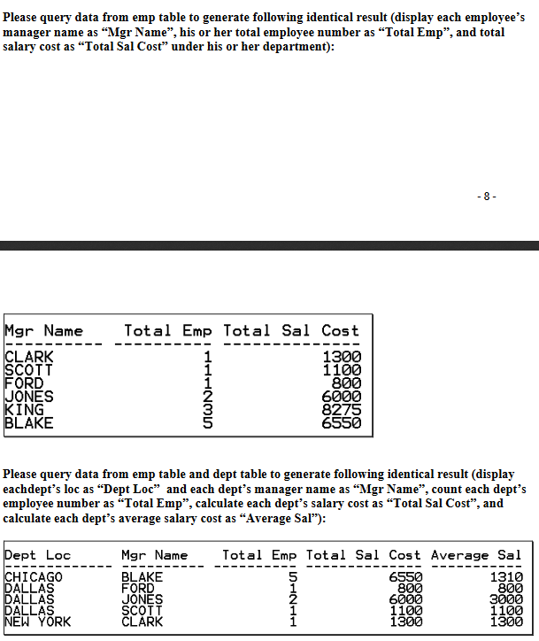 Solved Please Query Data From Emp Table To Generate Chegg Solved Please Query Data From Emp Table To Generate Chegg