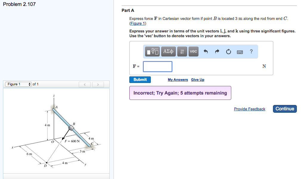 Solved Express force F in Cartesian vector form if point B | Chegg.com