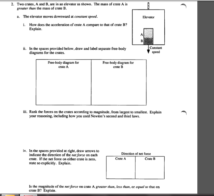 Solved 2. Two Crates, A And B, Are In An Elevator As Shown. | Chegg.com