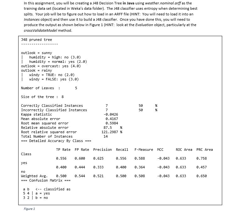 Coding help!! We are using Weka Tool. Creating J48 | Chegg.com