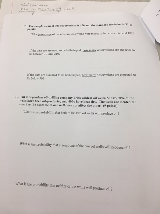 Solved The sample mean of 300 observations is 120 and the | Chegg.com