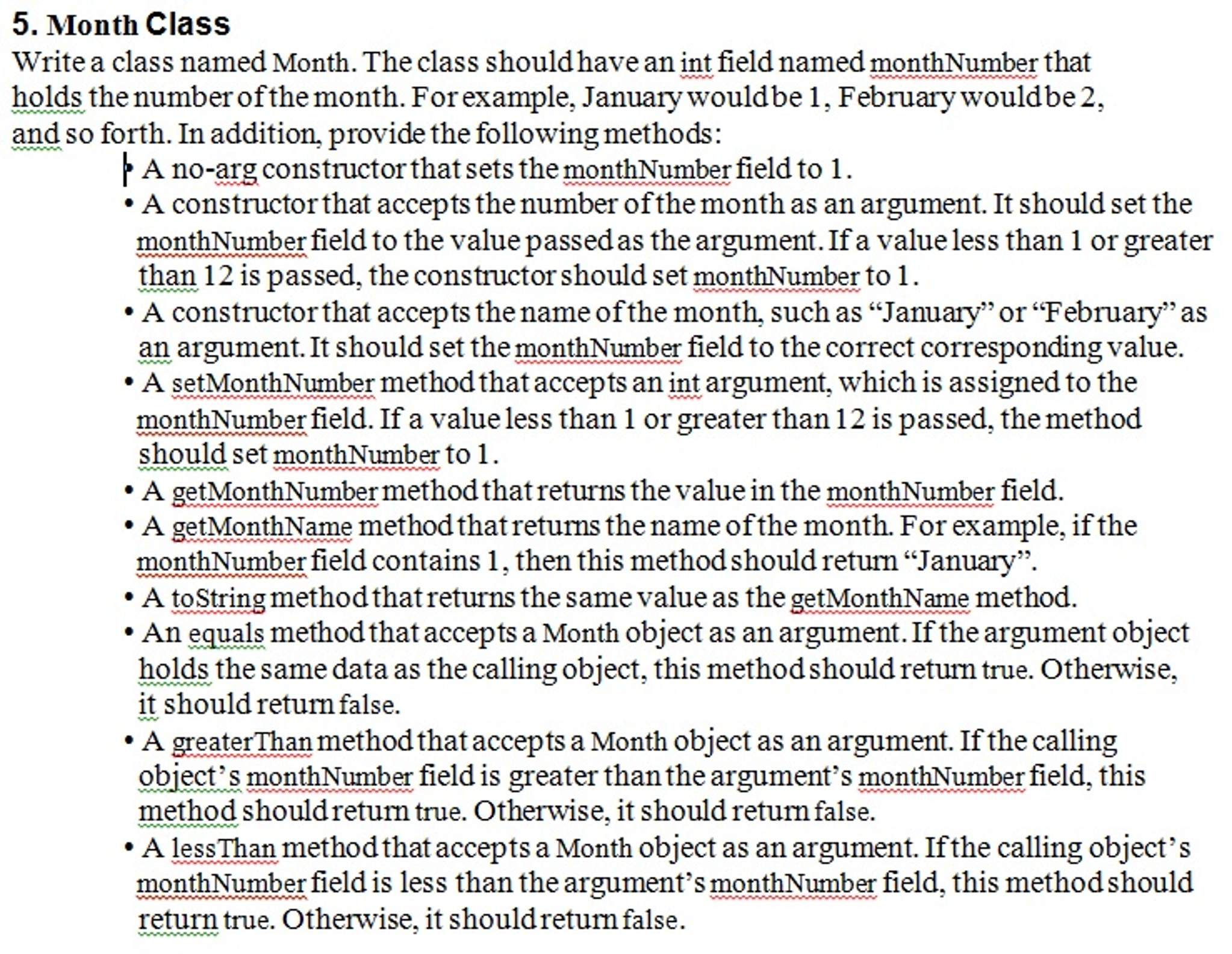 Solved Write a class named Month. The class should have an | Chegg.com