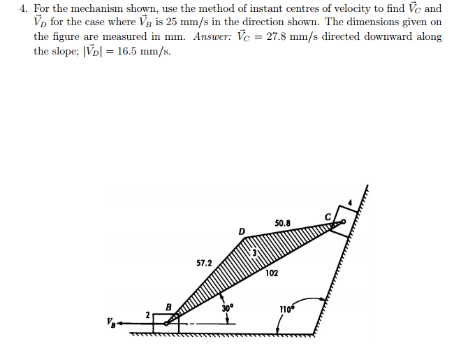Solved For the mechanism shown, use the method of instant | Chegg.com