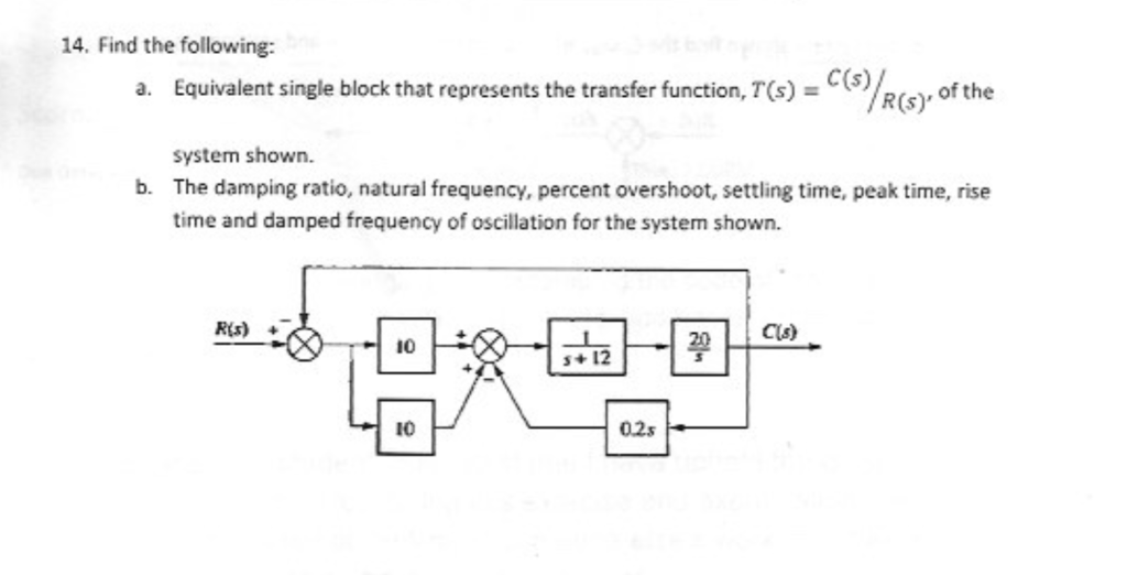Solved 14. Find the following: Equivalent single block that | Chegg.com