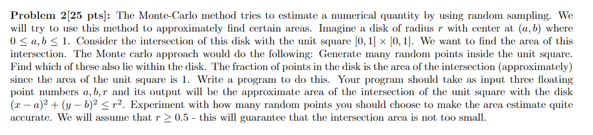 Solved The Monte-Carlo method tries to estimate a numerical | Chegg.com