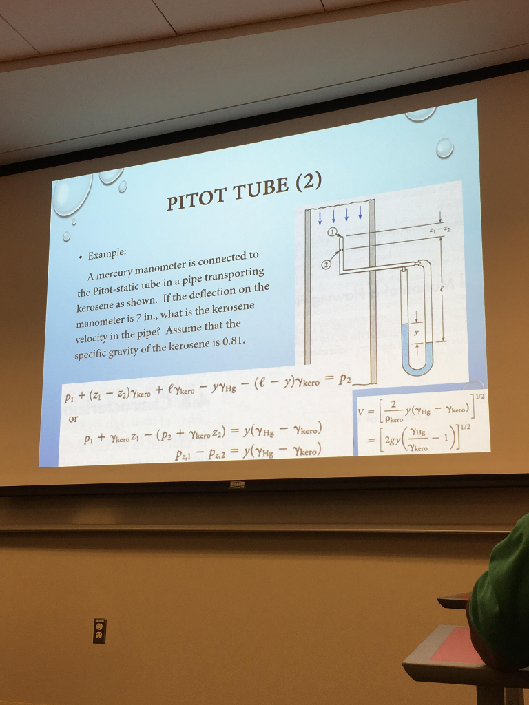 Solved Pitot Tube 2 Example A Mercury Manometer Is