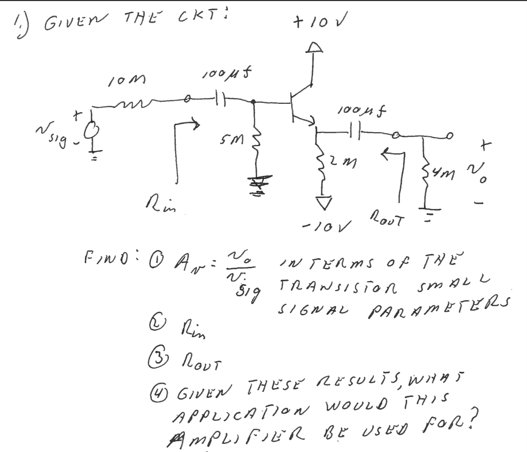 Solved GIVEN THE CKT: FIND: 1 A_N = N_O/N_Sig INTERMS OF | Chegg.com