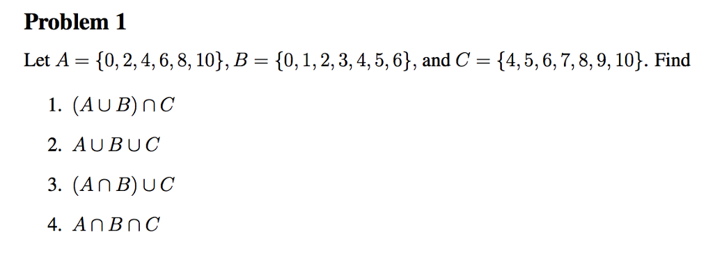 Solved Problem 1 Let A ={0,2,4,6, 8, 10), B={0, | Chegg.com