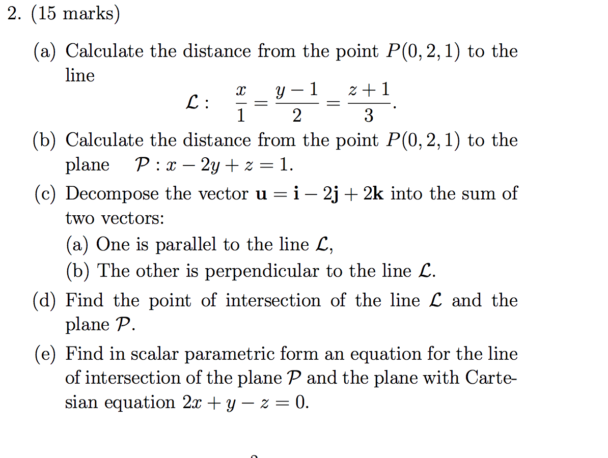 Solved (a) Calculate the distance from the point P(0, 2, 1) | Chegg.com