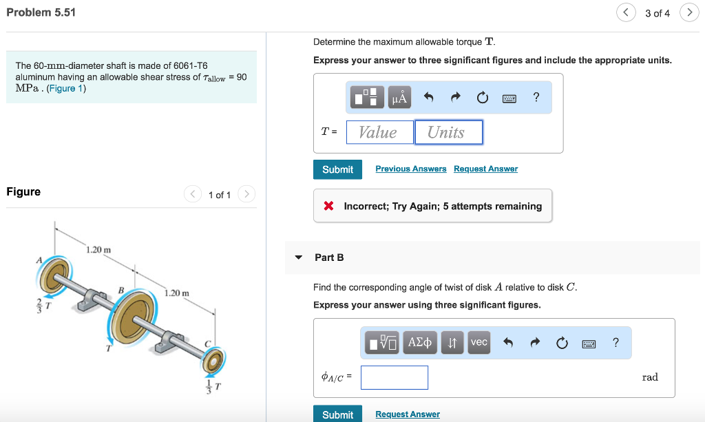 Solved Problem 5.51 3 of 4 > Determine the maximum allowable | Chegg.com