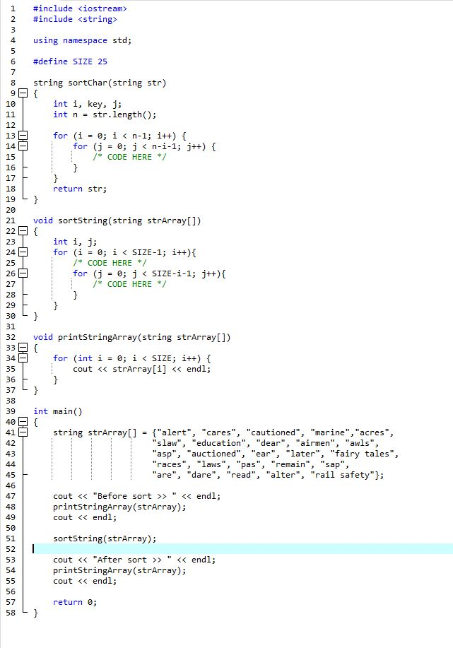 Solved using C++ finish the code, do not alter the code only | Chegg.com