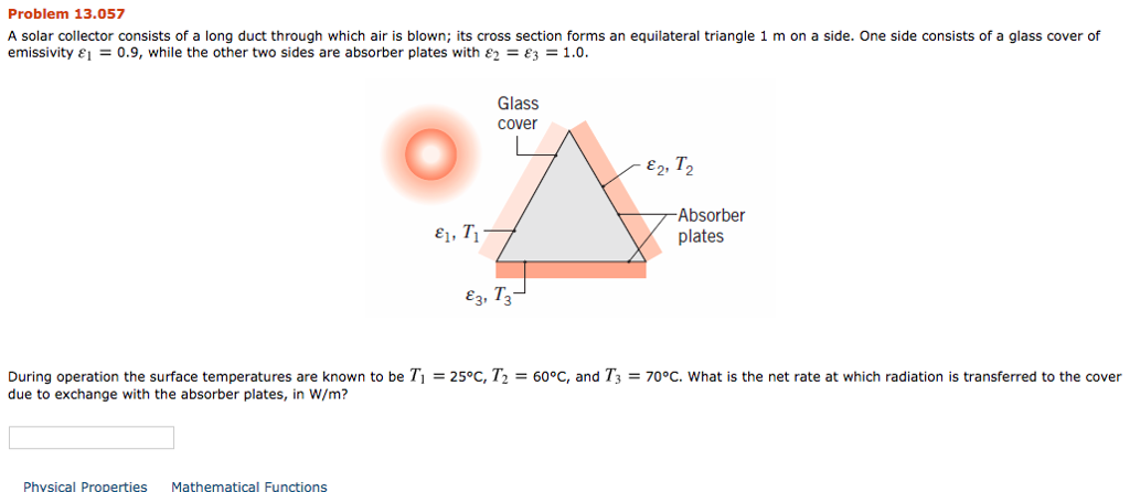 Solved A solar collector consists of a long duct through | Chegg.com