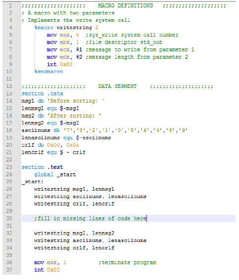 Solved In nasm: Write a program to sort Ascii characters | Chegg.com