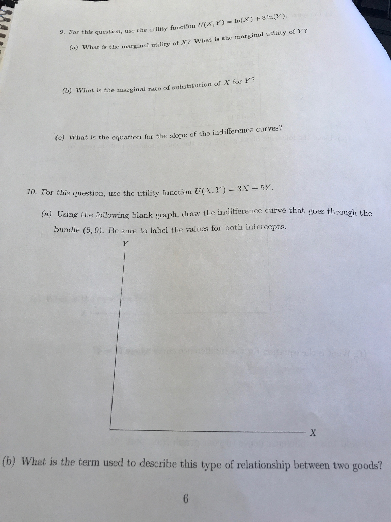 Solved For this question, use the utility function U(X, Y)