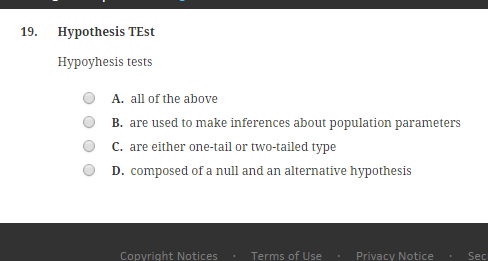 Solved Hypothesis TEst Hypoyhesis tests all of the above | Chegg.com