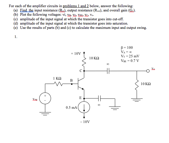 Solved For each of the amplifier circuits in problems 1 and | Chegg.com