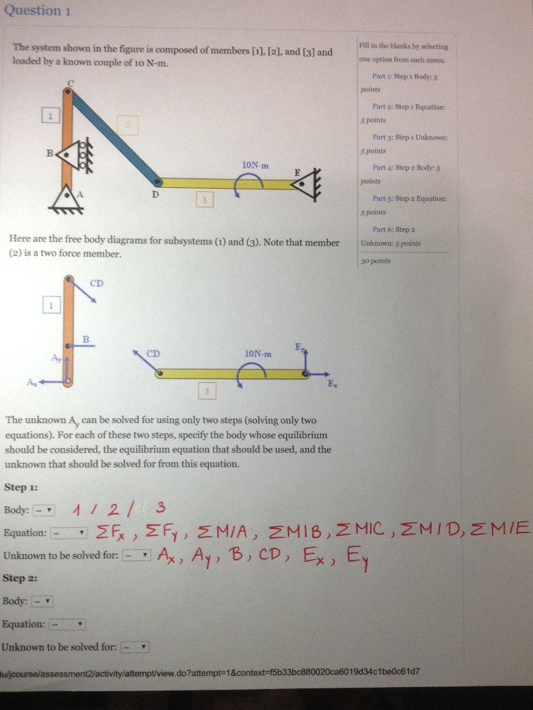 Solved The system shown in the figure is composed of members | Chegg.com