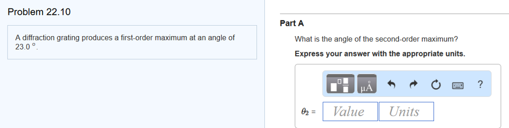 Solved Problem 22.10 Part A A diffraction grating produces a | Chegg.com