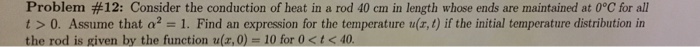Solved Consider the conduction of heat in a rod 40 cm in | Chegg.com
