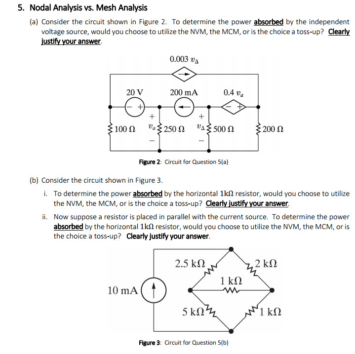 Solved 5. Nodal Analysis Vs. Mesh Analysis (a) Consider The | Chegg.com