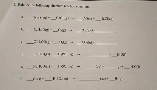 Solved Balance the following chemical reaction equations. | Chegg.com