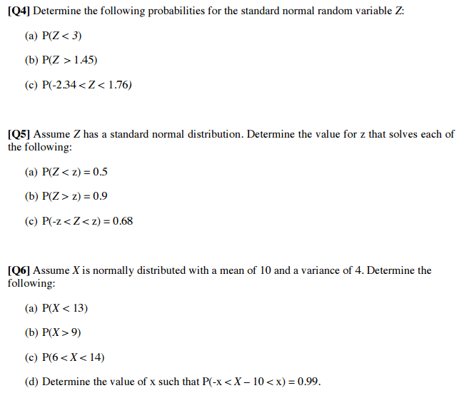 Solved Determine The Following Probabilities For The | Chegg.com