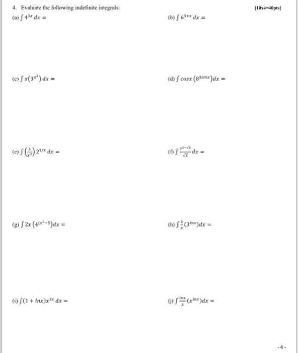 Solved Evaluate the following indefinite integrals: | Chegg.com