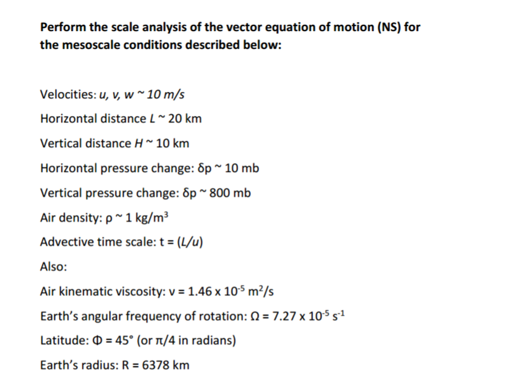 Solved Perform the scale analysis of the vector equation of