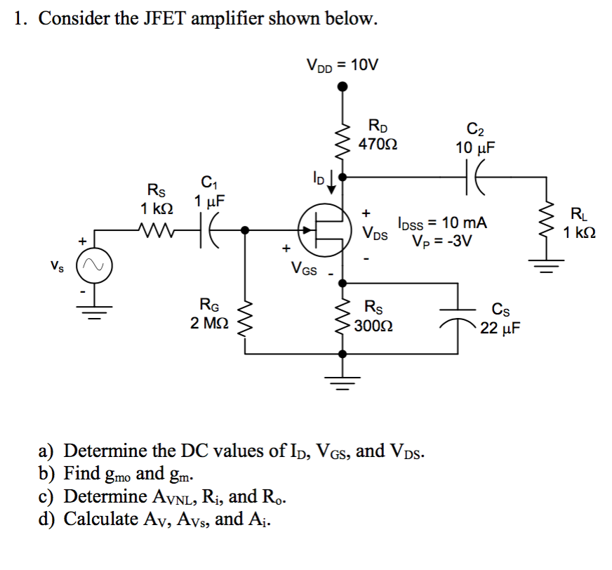 Solved Consider the JFET amplifier shown below. a) | Chegg.com