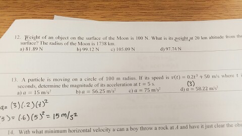 the weight of an object on the moon surface is dash