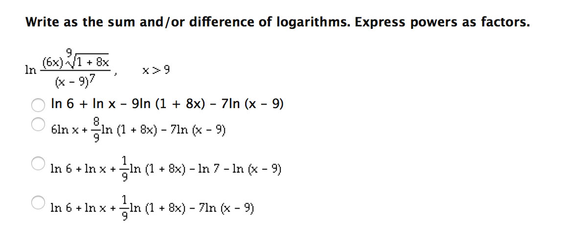 solved-write-as-the-sum-and-or-difference-of-logarithms-chegg