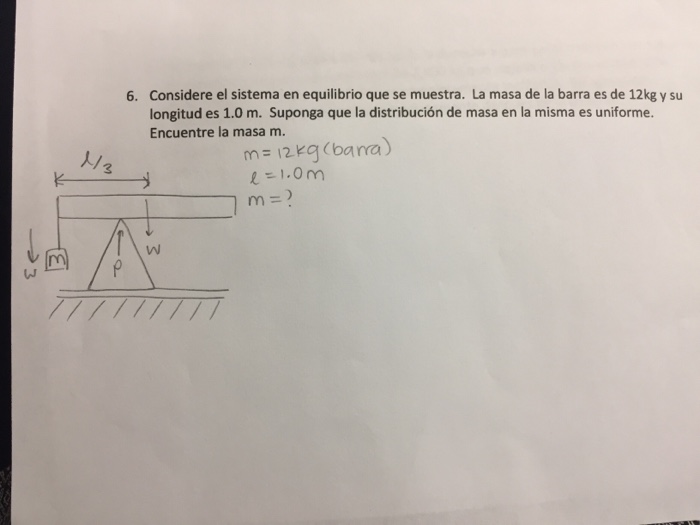 Solved Considere El Sistema En Equilibrio Que Se Muestra. La | Chegg.com