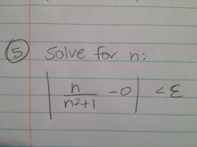 Solve For N: |1/n2+1-0|