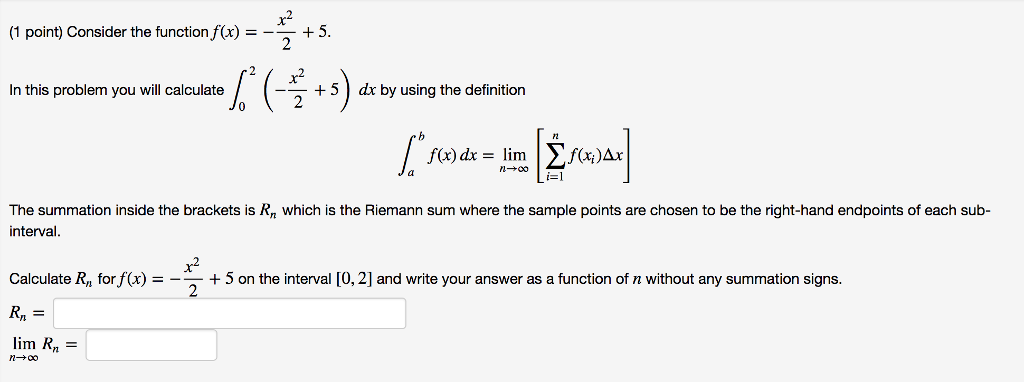 Solved x2 (1 point) Consider the function f(x + 5 In this | Chegg.com