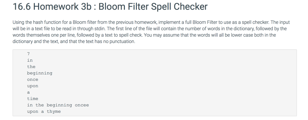 16 6 Homework 3b Bloom Filter Spell Checker Using Chegg