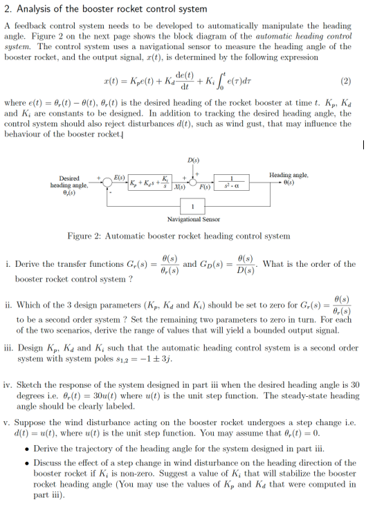 Solved 2. Analysis of the booster rocket control system A | Chegg.com