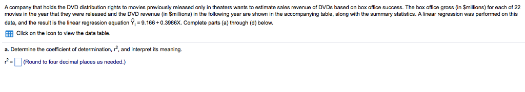 Solved A company that holds the DVD distribution rights to | Chegg.com