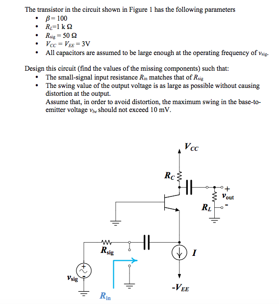Solved The transistor in the circuit shown in Figure 1 has | Chegg.com