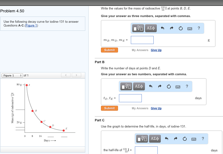 Solved Problem 4.50 Use the following decay curve for | Chegg.com