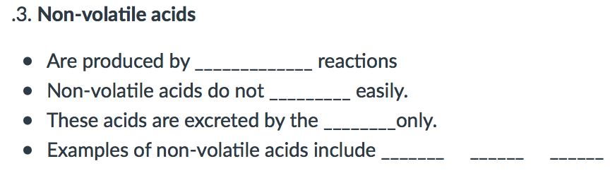 Non Volatile Acid Examples