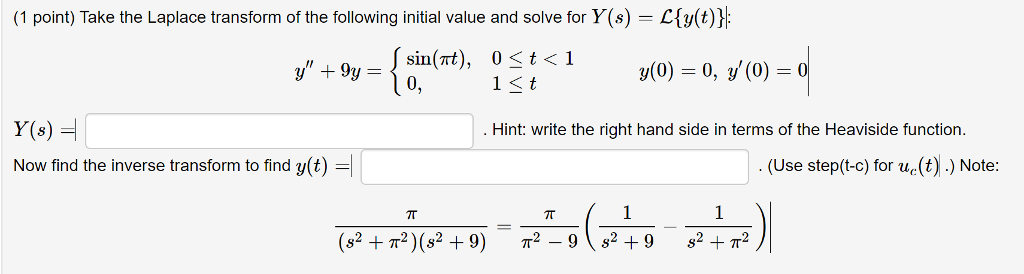 Solved Take The Laplace Transform Of The Following Initial