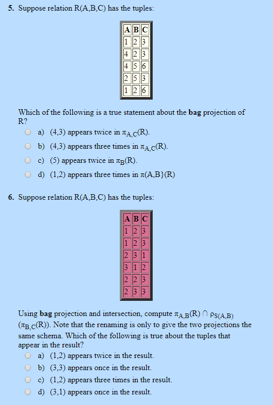 Solved 1 Suppose Relation Rabc Has The Tuples Abc 3499