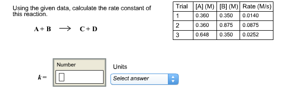 Solved Using the given data, calculate the rate constant of | Chegg.com