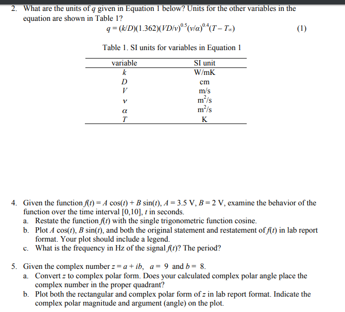 Solved 2. What are the units of q given in Equation 1 below? | Chegg.com